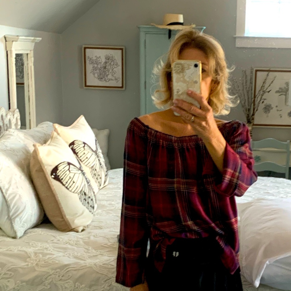 Anthropologie plaid pullover top Small